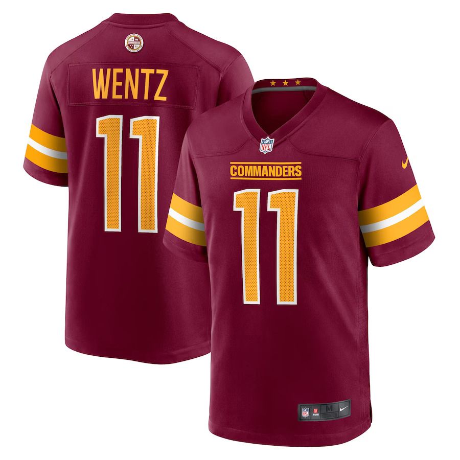 Men Washington Commanders #11 Carson Wentz Nike Burgundy Game NFL Jersey->customized nfl jersey->Custom Jersey